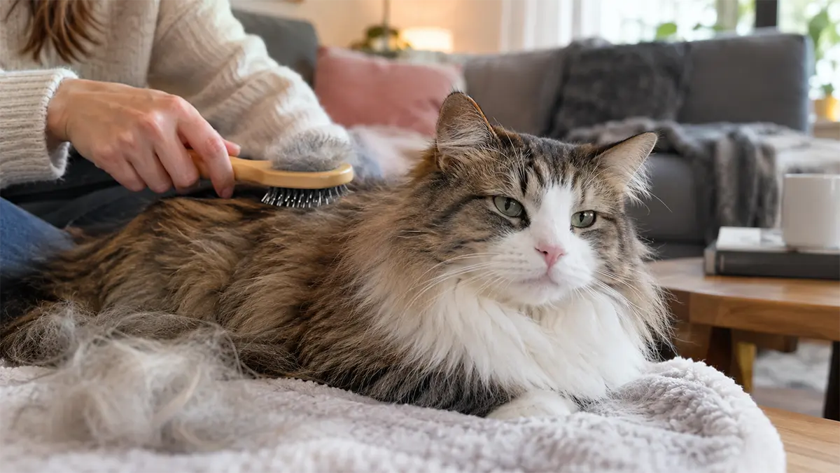 Cepillado de gato para reducir la caída de pelo
